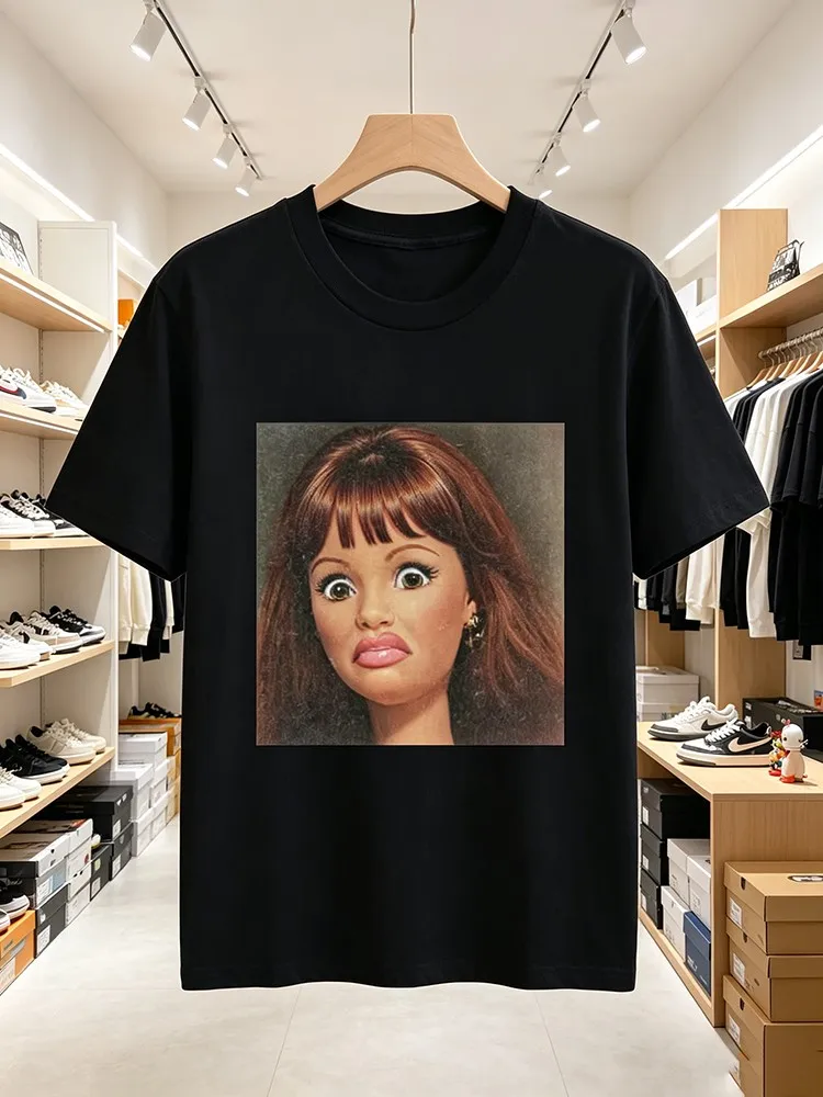 Men's and Women's Funny Doll Print T-Shirt - Short Sleeve Round Neck Casual Summer Top with Cute Chibi Dolls  Kawaii Anime Manga - Spring_Fall Casual Attire Gift