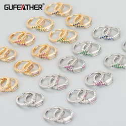 GUFEATHER MB41, accessori per gioielli, senza nichel, placcato in oro 18 carati rodiato, rame, zircone, creazione di gioielli, ganci, orecchini a bottone, 6 pz/lotto