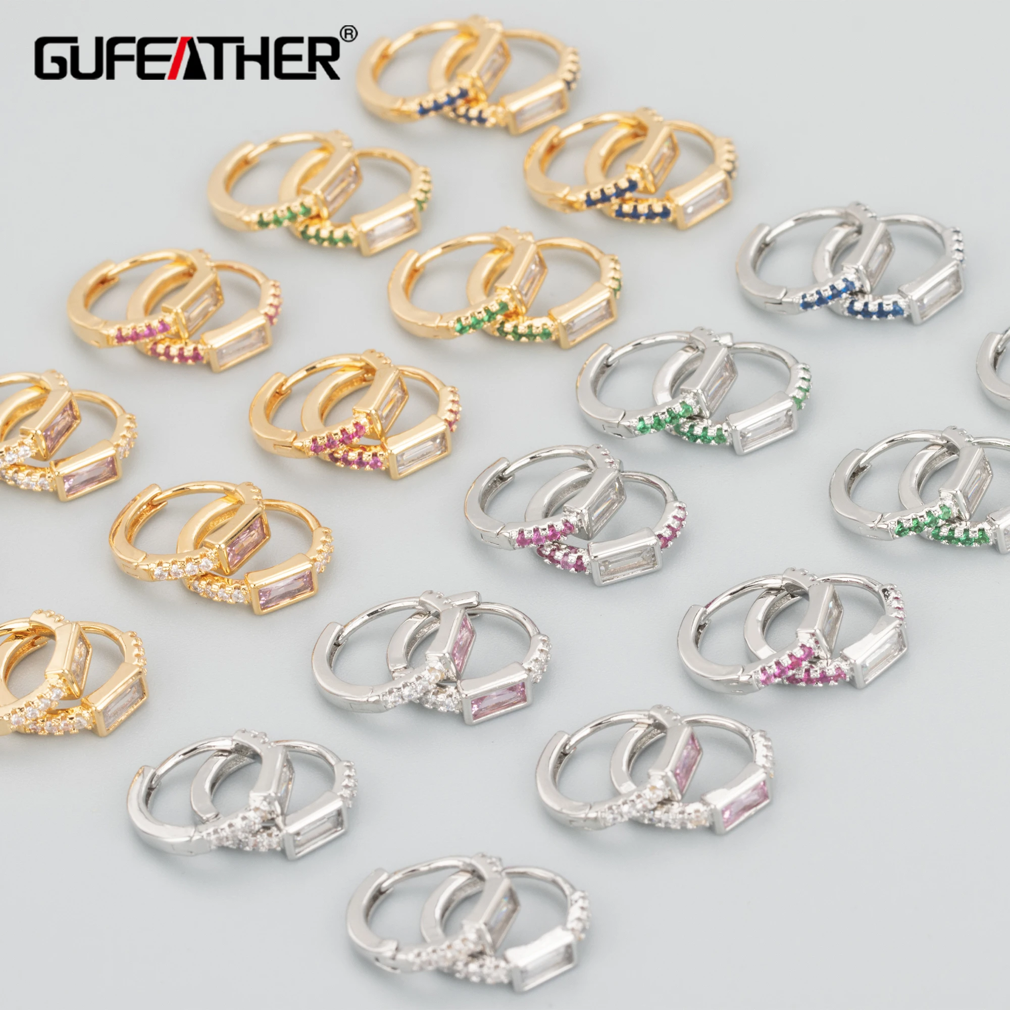 GUFEATHER MB41,jewelry accessories,nickel free,18k gold rhodium plated,copper,zircon,jewelry making,hooks,stud earrings,6pcs/lot