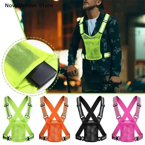 [NM]4 Colors Unisex Light High Visibility Safety Vest With Storage Bag Night Construction Cycling Traffic Coat Running Working
