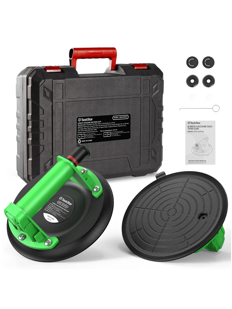 TaskStar 2er-Pack Manueller Heber 8 Zoll Vakuumsaugnapf zum Heben von Fliesen, Glas, Granit, Metall, 200 kg Tragfähigkeit, Hochleistungs-Vakuumsauger mit rutschfestem Kunststoffgriff