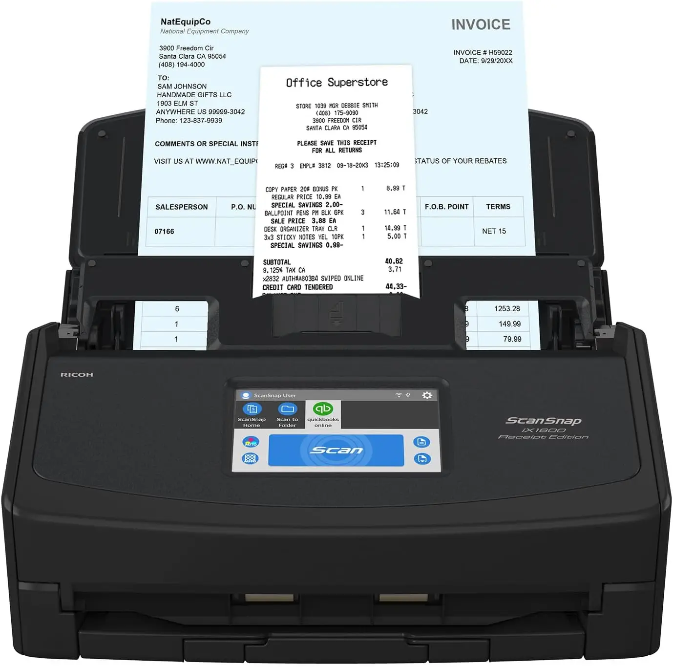 YINZAM Fujitsu IX500 USB Speed Cloud Enabled Document,Photo&Receipt Scanner for Mac&PC  ADF High Speed Duplex Document Scanner