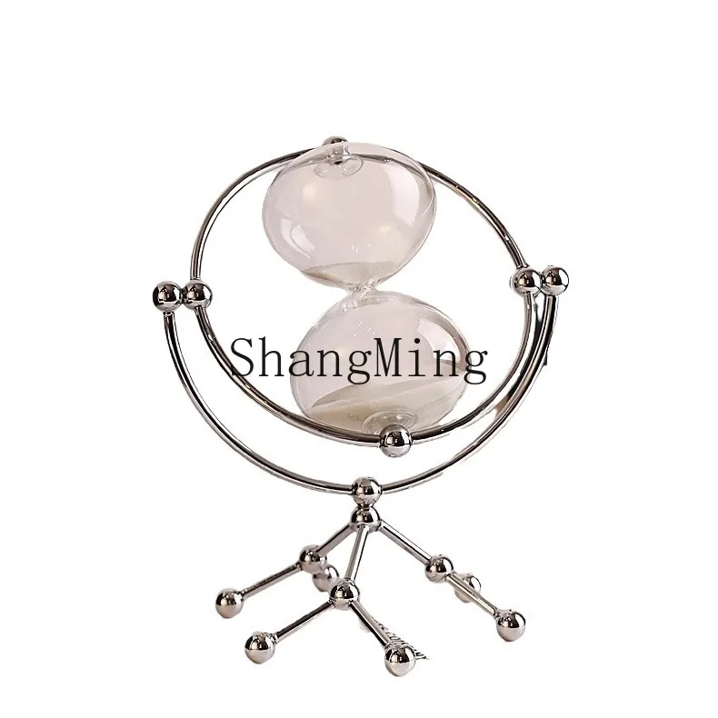

PYH electroplated silver hourglass ornament timer 30 minutes office decompression wine cabinet ornament birthday gift desktop
