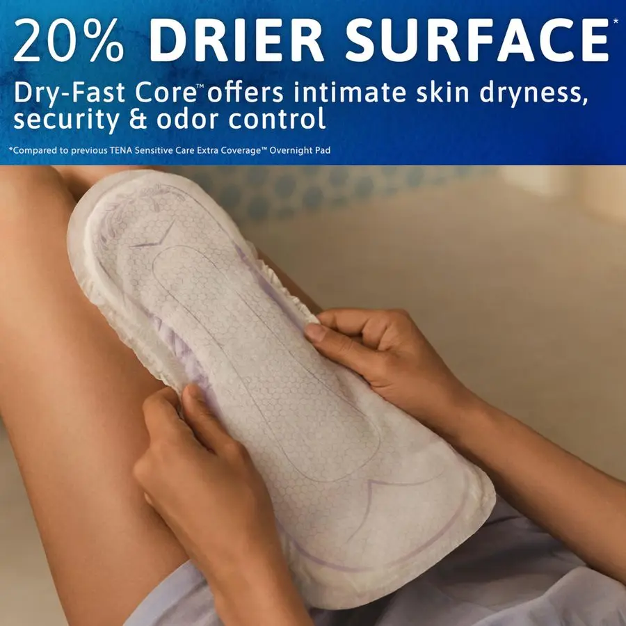 Sensitive Care Incontinence Pads, Bladder Control, Postpartum for Women, Overnight Absorbency, Extra Coverage, 135 Count