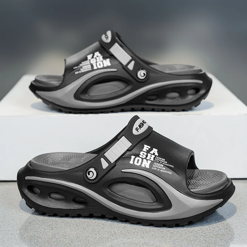 

Мужские летние уличные повседневные сандалии-слайды с мягкой нескользящей подошвой, на платформе, с эффектом увеличения роста, 2-в-1, с цветными вставками