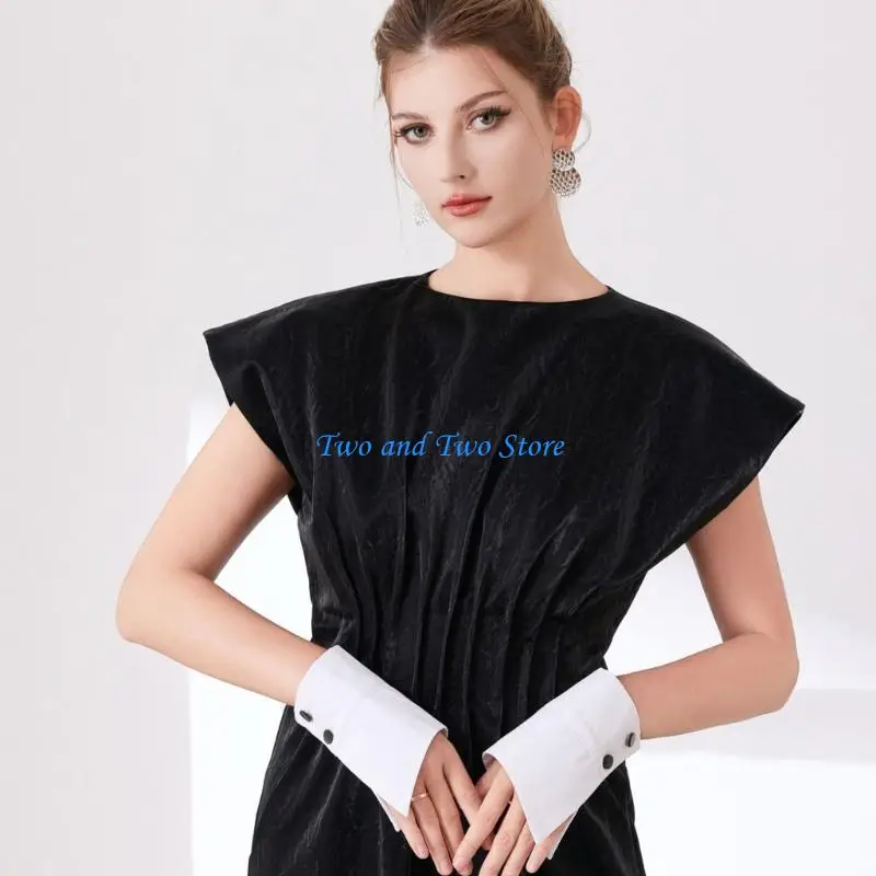 

HX6F Irregular Arm Sleeves With Shirt Design Decorative Wrist Cuffs Faux Sleeves For Women Casual and Everyday Wear