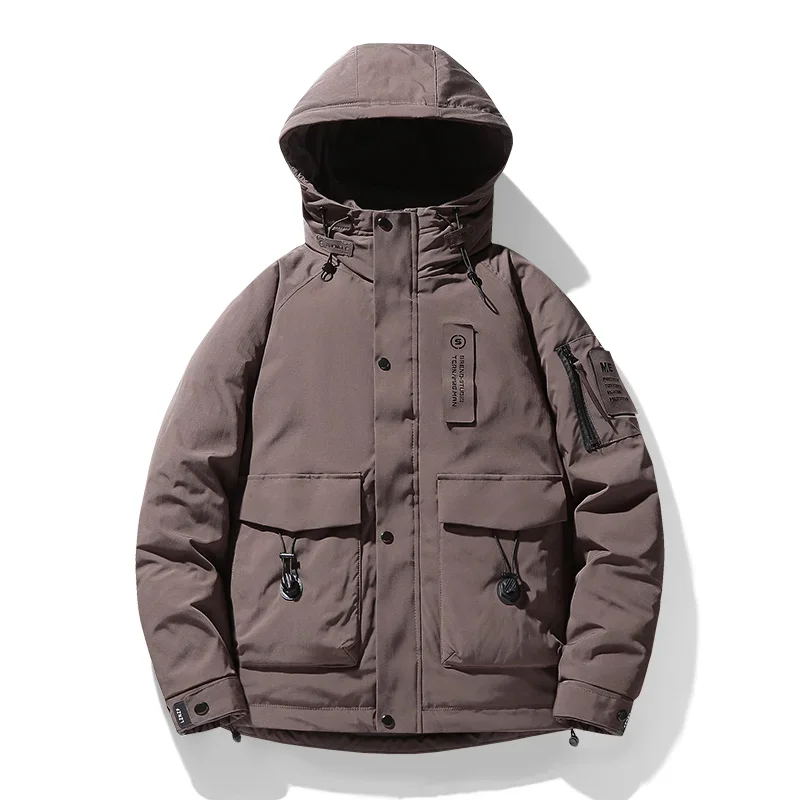 Quality Outdoor Hiking Down Jacket for Men Hooded Warm Camping Down Coats Waterproof Windproof Cotton Jackets Winter New