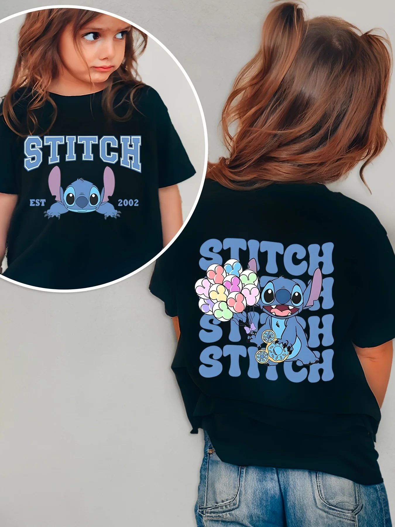 

Хлопковая футболка унисекс с круглым вырезом Disney Stitch в стиле аниме, мужская и женская летняя новая модная дышащая верхняя одежда для мальчиков и девочек