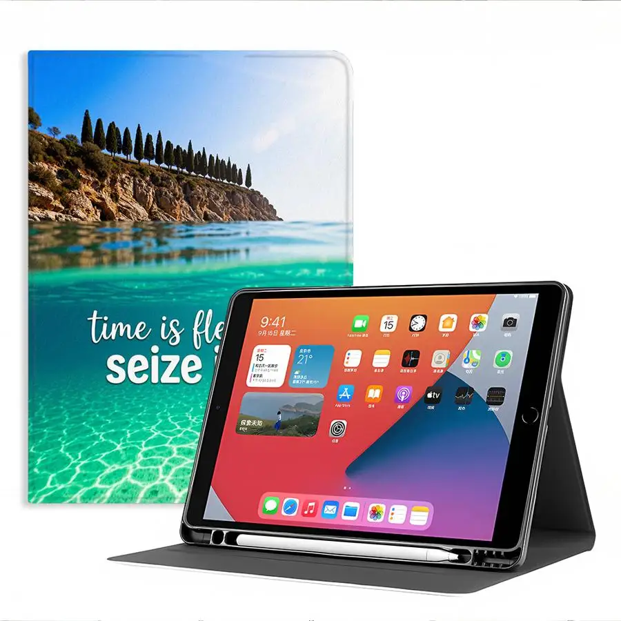 Coastal Sea Wording with Pencil Slot Case for Xiaomi Pad 5 6 7 8 Pro Pad 6s Pro 7 Ultra Redmi Pad SE K Pad 8.8 9.7 12.4 Inch