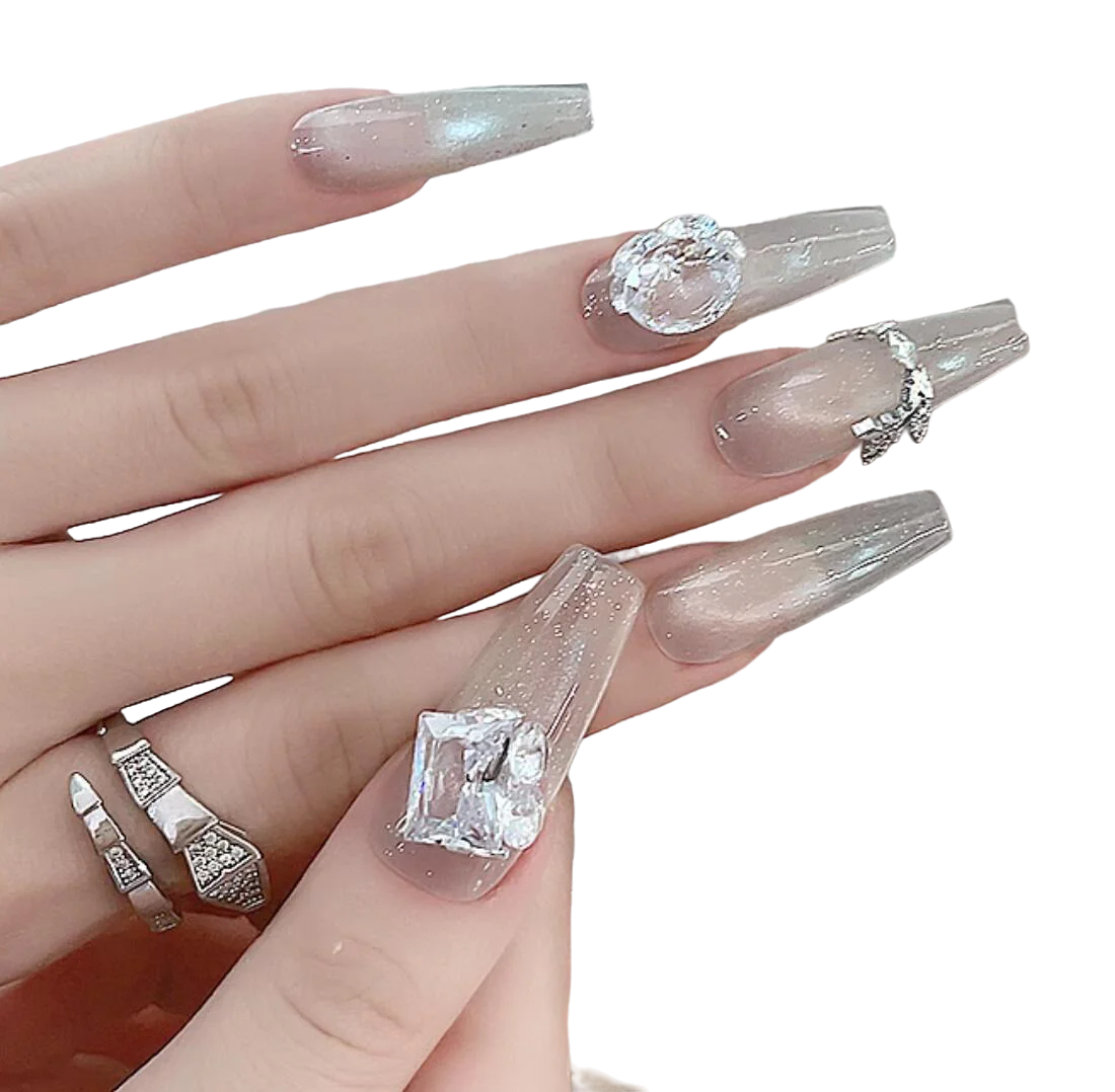 10 Stück klare Diamant-Kristall-Nagel-Strasssteine, 3D-Rechteck, ovaler Zirkon, Schmuck, Nagelteile, DIY, Luxus, Eis, transparenter Nagel-Edelstein