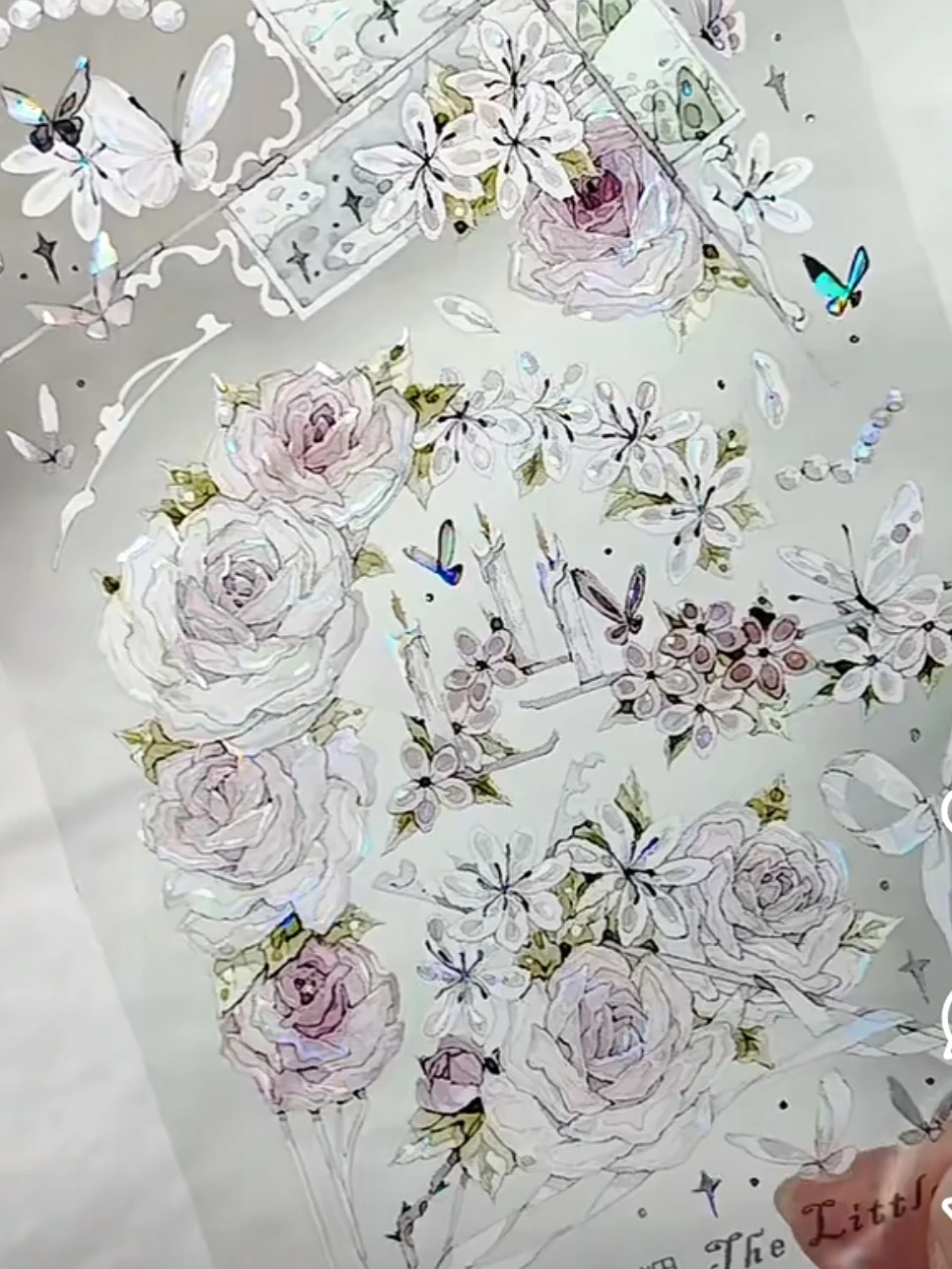 

5M Xiao Wang Paper, Want To Dye Rose Color Shell Shiny Powder Flower Pet Washi Tape Collage Planner