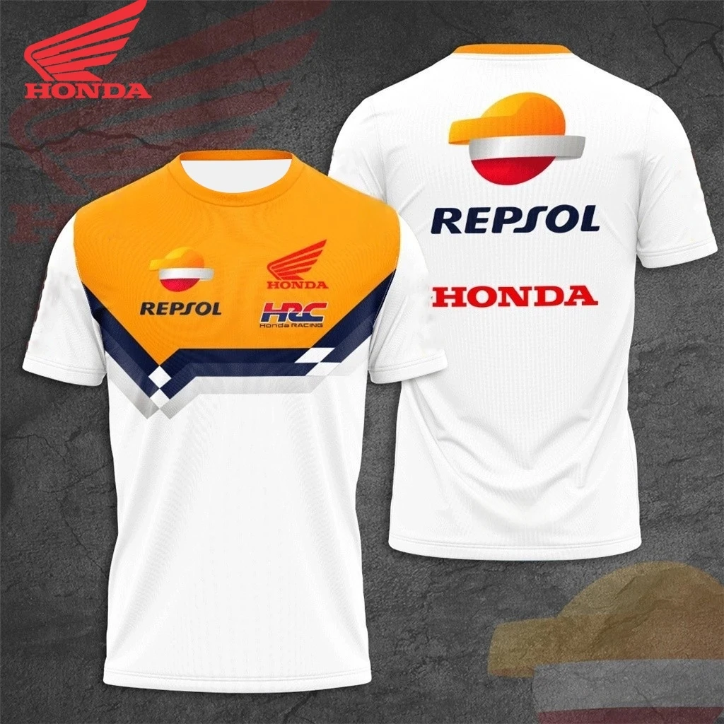 

Honda HRC новый мотоциклетный гоночный костюм, летняя мужская и женская уличная велосипедная спортивная быстросохнущая футболка с круглым вырезом и короткими рукавами