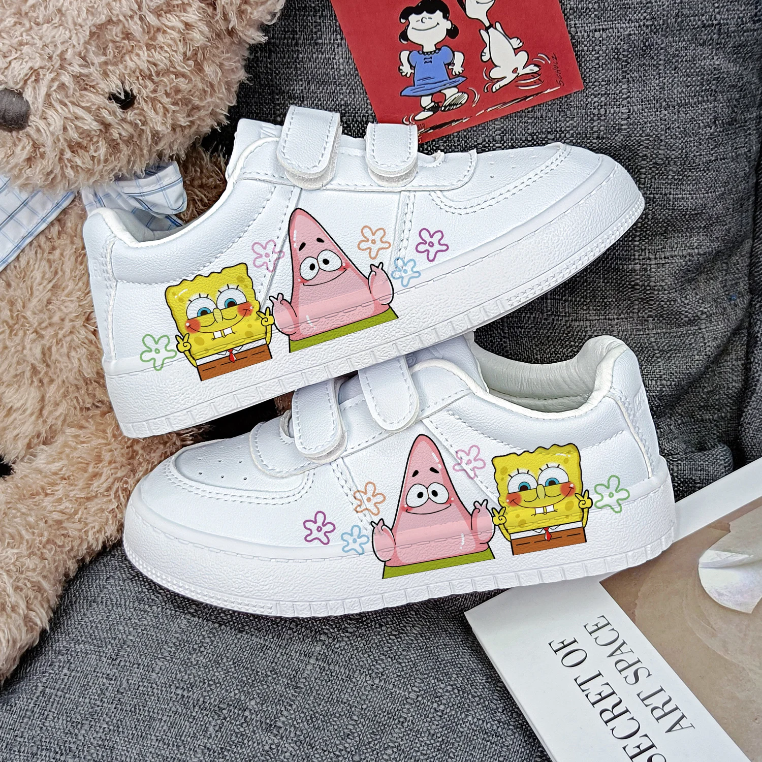 Original cartoon SpongeBob SquarePants princess cute Casual shoes soft sports shoes for girlfriend gift EU size 25-38