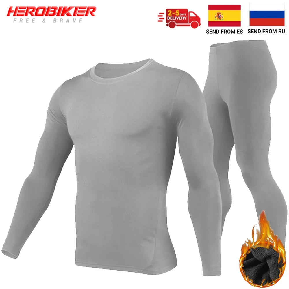 

Thermal Underwear Men Fleece Lined Thermal Shirt Male Skiing Base Layer Winter Thermal Underwear Long Johns Shirts & Tops Bottom
