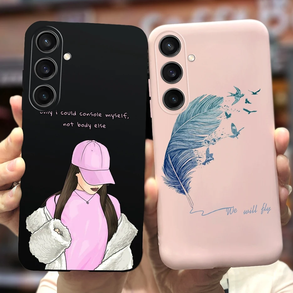 For Samsung Galaxy A55 Case Pretty Cartoon Girls Sunflower Cover Soft TPU Phone Case For Samsung A15 A25 A35 A55 5G Fundas Coque