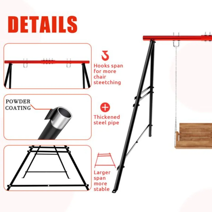 Swing Sets for Backyard Outdoor Porch Swing Frame Hammock Chair Stand Only Max Load 550Lbs AFrame Swing Stand Swing Set for Pat