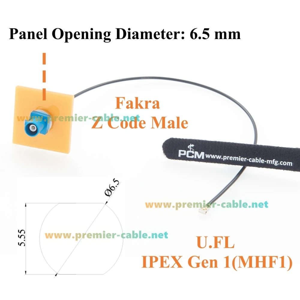 Fakra Z Code Male to U.FL IPEX Gen1 MHF1 Bulkhead RF Coaxial Cable 50 Ohm RG178 Automotive Antenna Cable for GPS, Telematics