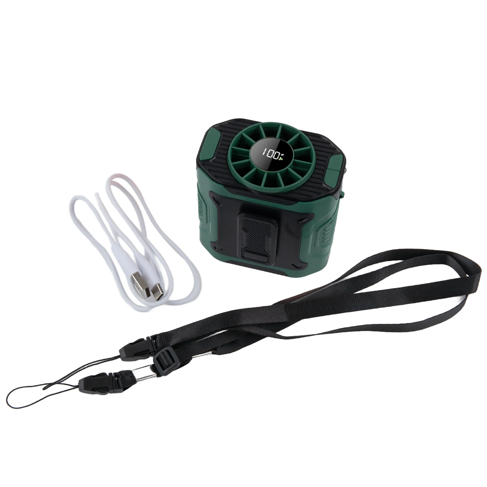 مروحة تبريد خارجية خفيفة الوزن، مروحة محمولة، 100 إعدادات للسرعة، بطارية 3600 مللي أمبير في الساعة، تشغيل بدون استخدام اليدين