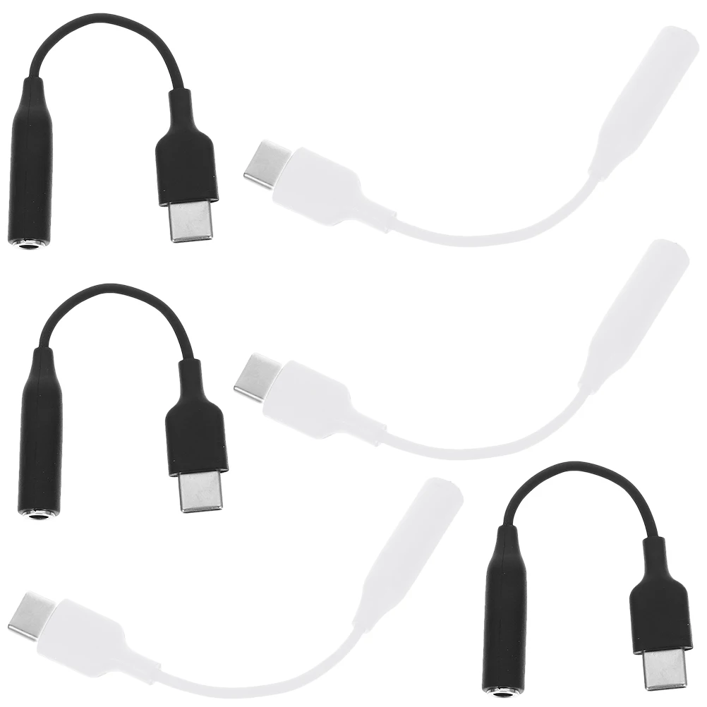 

6 Pcs Type Cable Headphone Adapter 3.5mm Converter Portable Charging White Black Note10 Durable Reliable