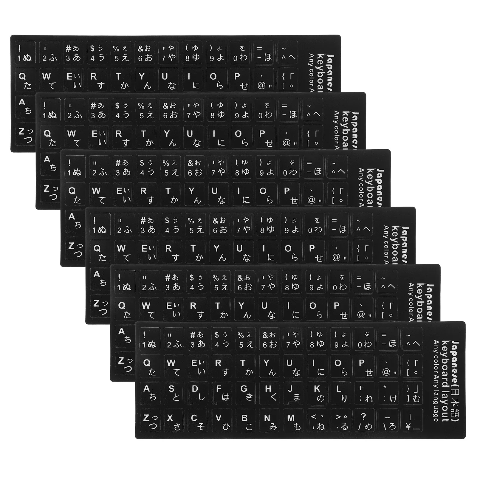 

6 Sheets Waterproof Keyboard Stickers Laptop Computer Decals Black White Durable Easy Apply Foreign Language No Residue