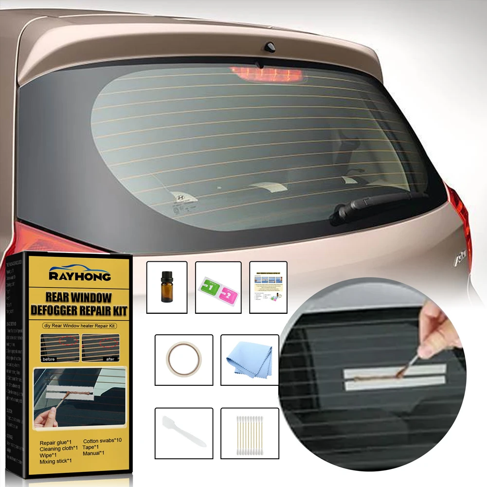 Car Rear Window Glass Defroster Repair Kit Quick Repair Scratched Broken Defroster Heater Grid Line Auto Care Maintenance Kit