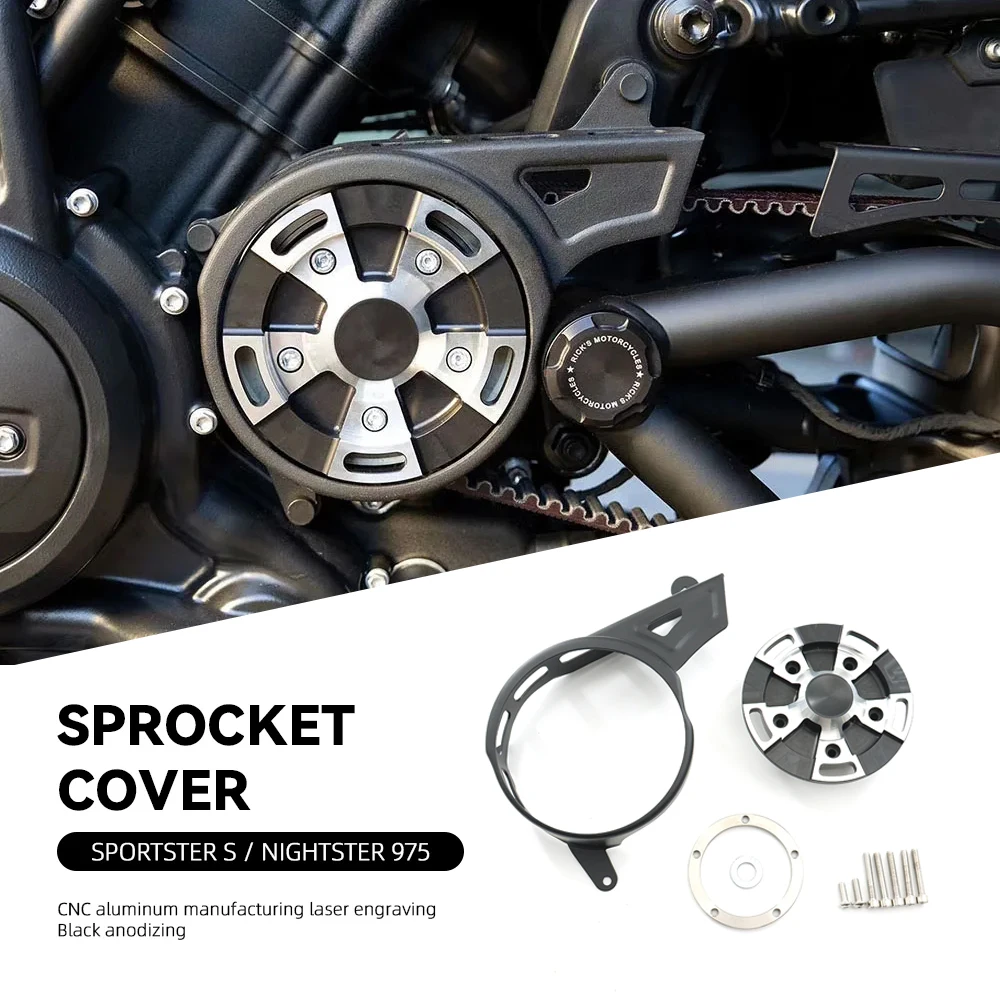 

For RH1250s Sportster S 1250 RH975 Nightster 975 2022 2021 Motorcycle Front Black Drive Pulley Engine Upper Cover Sets