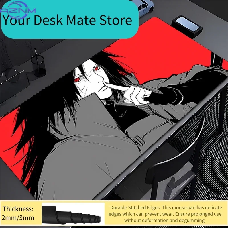 Naruto Madara Uchiha Anime Large Office Mouse Pad Gaming Accessory Rubber Desk Mat Keyboard Gamer Carpet