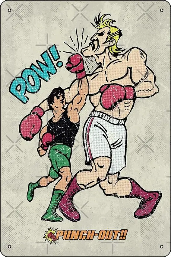 Punch-Out Vintage Poster V01 Poster 8 x 12 Inch Funny Metal Tin Sign Game Room Man Cave Wall Decor