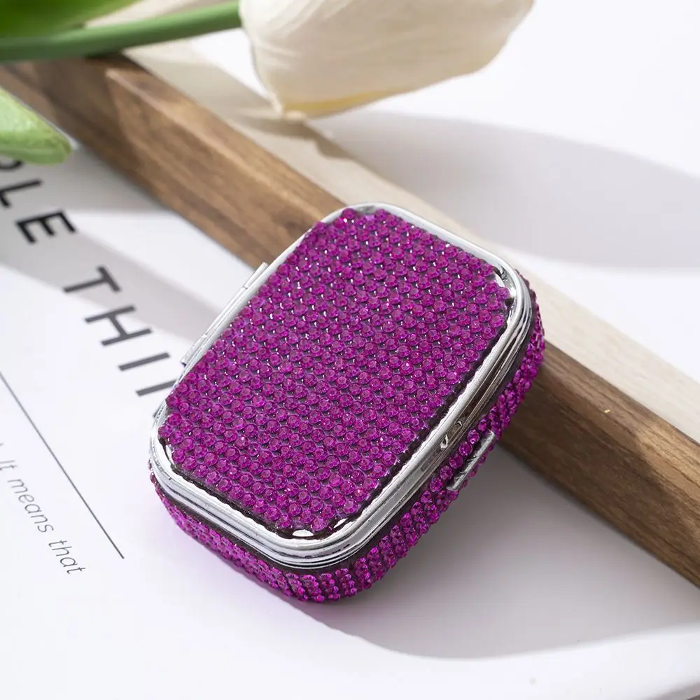 with HD Mirror Rhinestone-encrusted Jewelry Box Waterproof Multifunctional Mini Pill Case Kawaii Cute Sealed Organizer Medicine