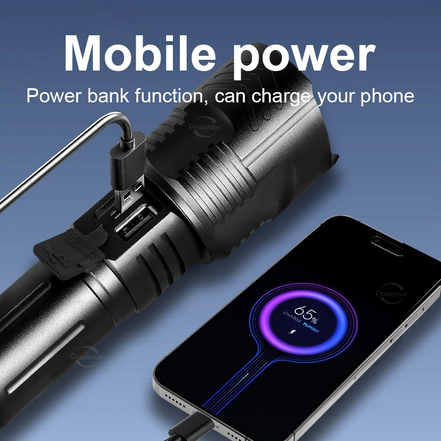 High Power LED Flashlights Long Range 2500M Torch Light Super Bright XHP390 Flash Light Outdoor Lantern For Fishing Hiking