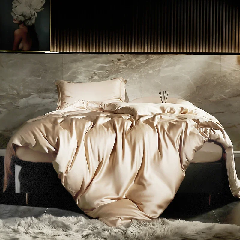 600TC Lyocell Bamboo Fiber Silky Cool Feeling Bedding Set Single Double Queen King Size Duvet Cover Bed Sheet Set Pillowcases