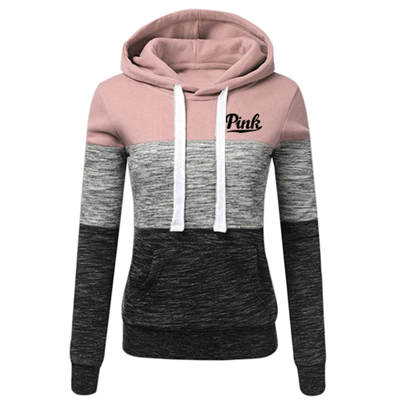 2024 Womens Tracksuit Printing Fashion Hoodied Sweatshirts Casual Outdoors Jogging Long Sleeve Pullover Lady Color Block Top