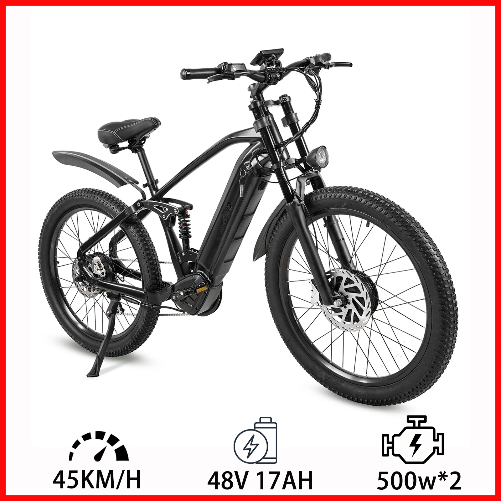 2025 Adult Electric Bike for 1000W 48V 17AH Lithium Battery 26inch Fat Tires Disc Brake Electric bicycle Mountain Off-Road Ebike