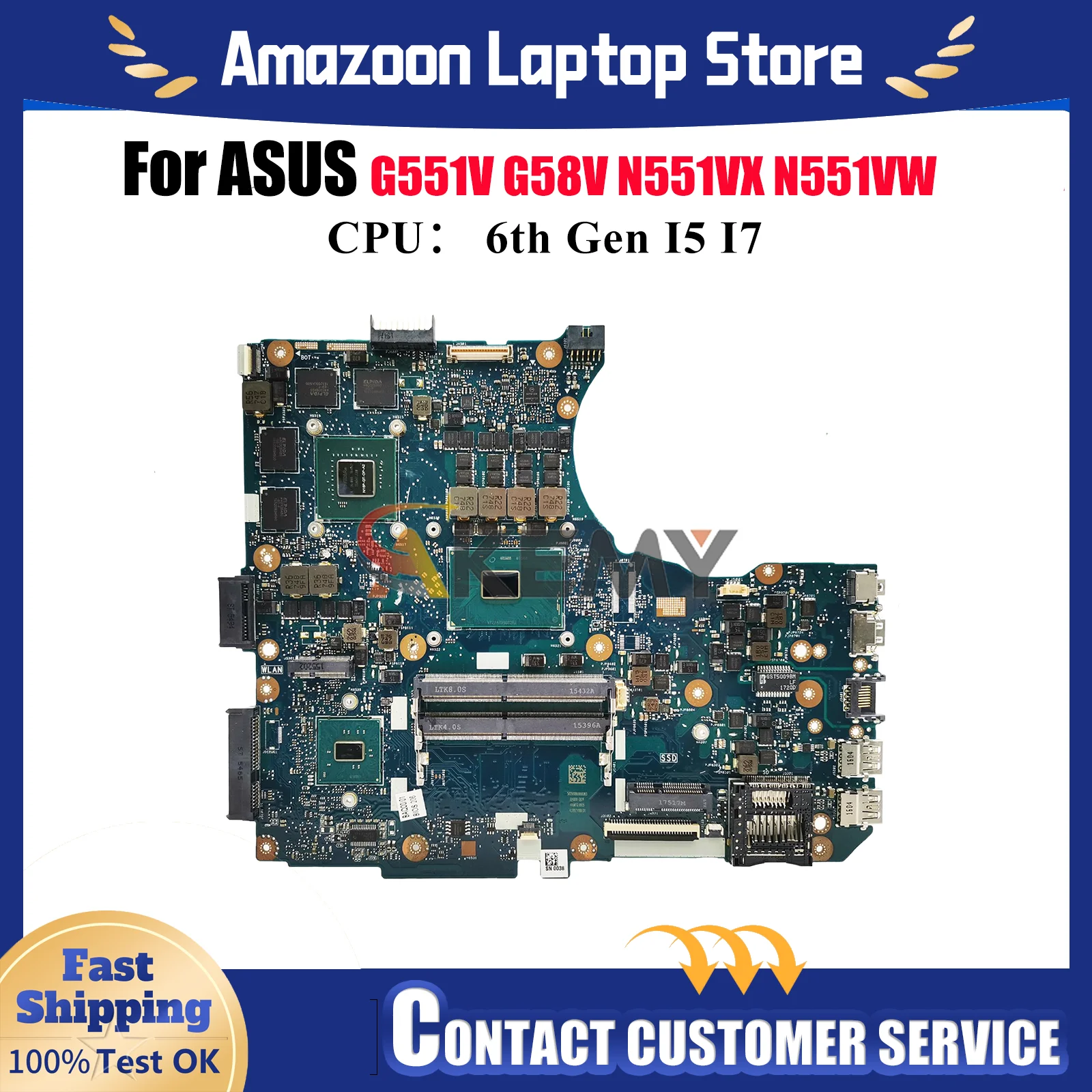 

N551VW Материнская плата для ноутбука ASUS ROG N551VX G551V G58V N551V N551VW Материнская плата для ноутбука с процессором I5 I7 100% tests OK быстрая доставка