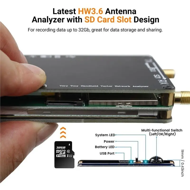 A98E-For Nanovna-H VHF UHF Antenna Analyzer 50Khz-1.5Ghz Measuring S Parameters, SWR, Phase, Delay, For Vector Network Analyz