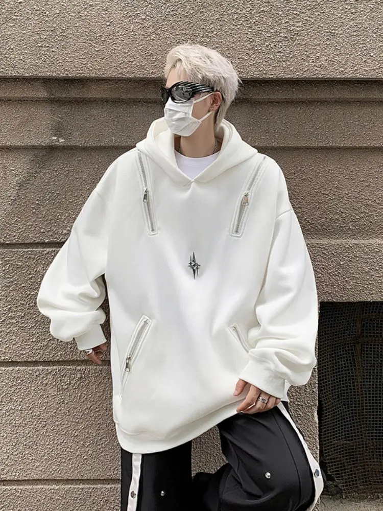 

American Four-star Design Hoodie Men's New 2024 Spring Autumn Trendy Loose Fit Casual Loose Hooded Top Polyester Fiber