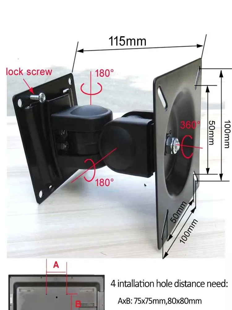 LCD-6 Steel VESA100x100 75x75 20kg Full Motion 10