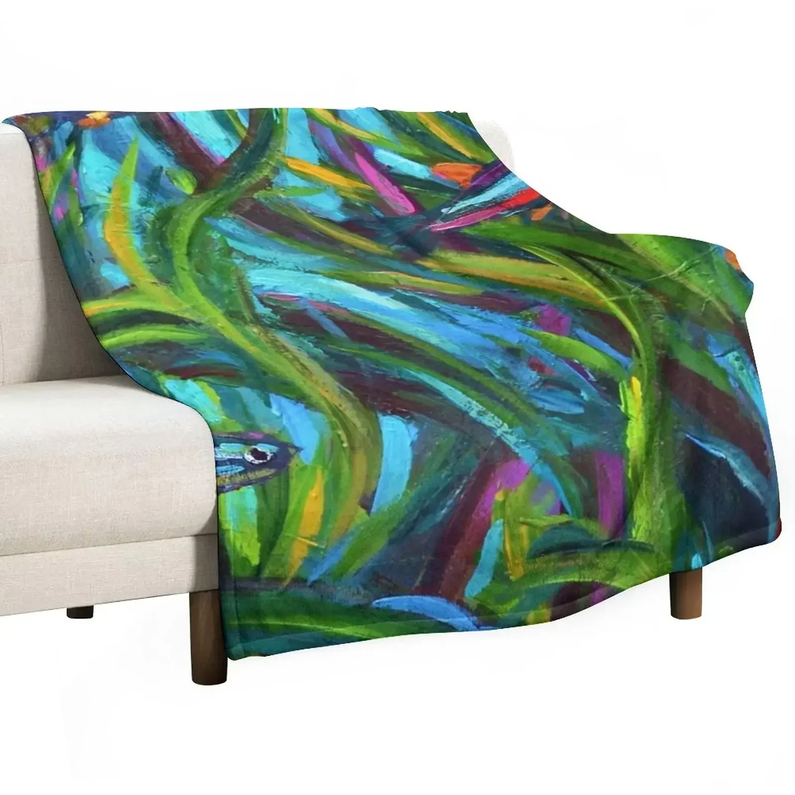 New Neon Tetra Fish Art by Robert Phelps Throw Blanket Softest Sofa Blankets