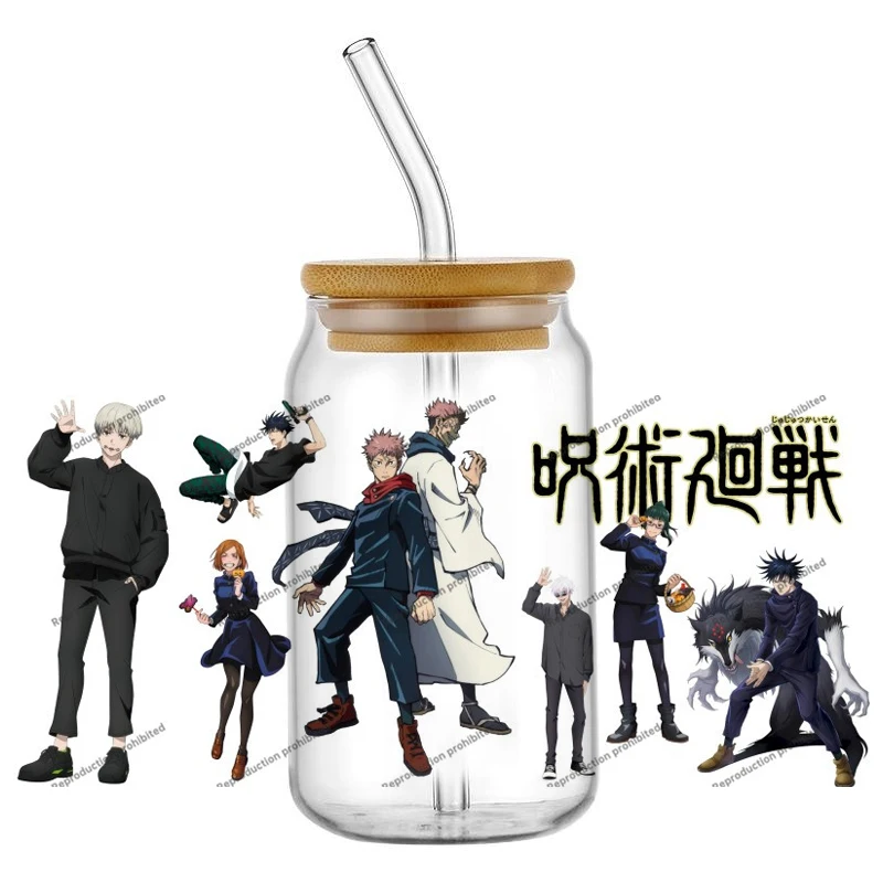 Hotsale 30 Jujutsu Kaisen Popular Anime 16oz UV DTF 3D Transfer Cartoon Sticker Wrap Decals For Glass Can Cup Craft DIY Creative