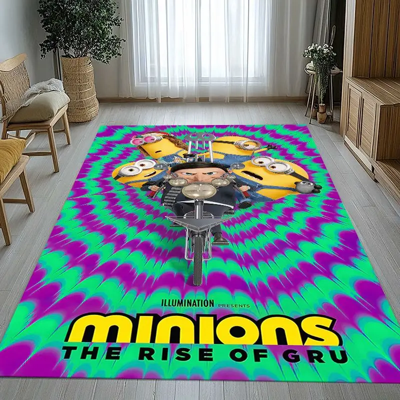 Funny Kawaii M-Minions Cartoon Area Rug,Soft Non-Slip Carpet Mat for Living Room Bedroom Playroom,Sofa Floor Rug,Home Decor Gift