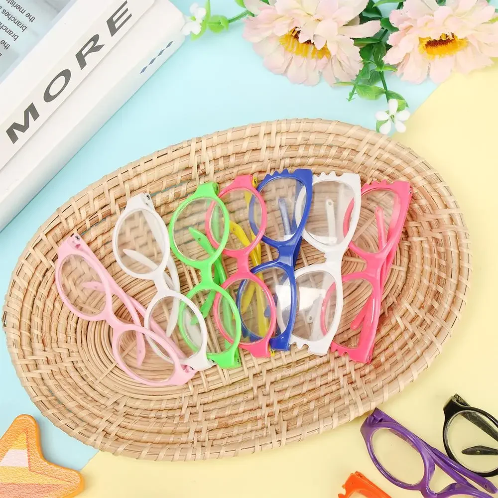 نظارات دمية ملونة عصرية تناسب دمية مصغرة مقاس 18 بوصة، عدسات شفافة بإطار دائري، إكسسوارات دمية منزلية للعب