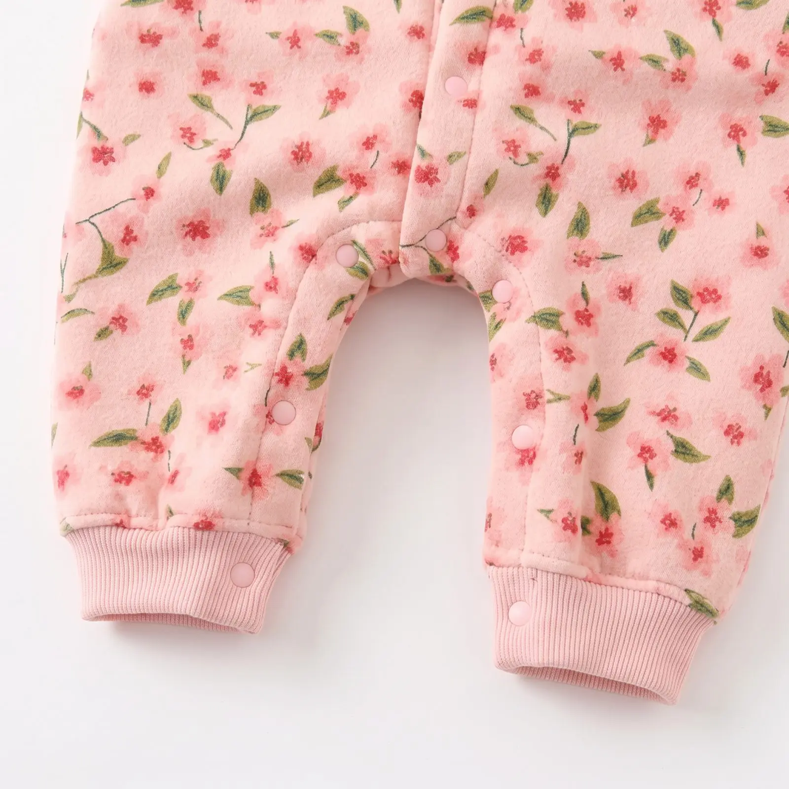 Winterwarmer, süßer Blumen-Baby-Strampler für Mädchen, langärmelig, verdickt, mit Kapuze – Detail 7