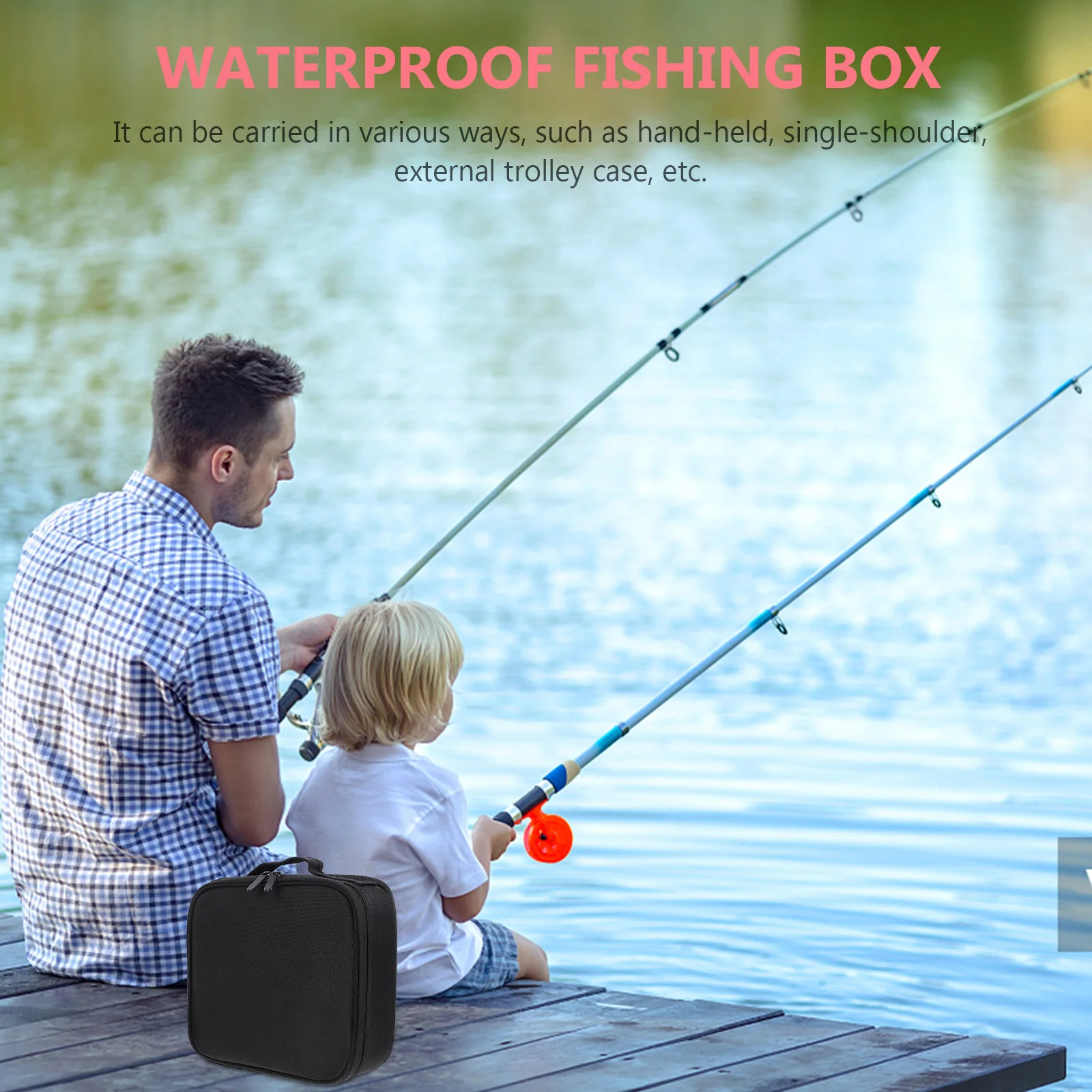 

Waterproof Fishing Tackle Box Large Capacity Oxford Fabric Double Zipper Anti-Slip Scratch-Proof Storage Bag With Hidden Active
