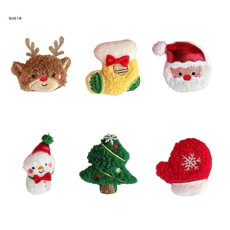 Festival Hat Pin Christmas Theme Plush Brooch Holiday Clothing Bag Decoration X7YA