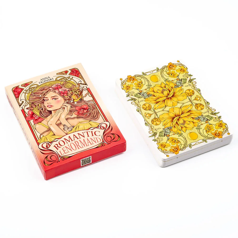 Romantyczne karty Wyroczni Lenormand 37 sztuk Talia 10,2 x 7,2 cm Angielska wizja Art Nouveau Kwiatowe motywy na imprezę Gry planszowe