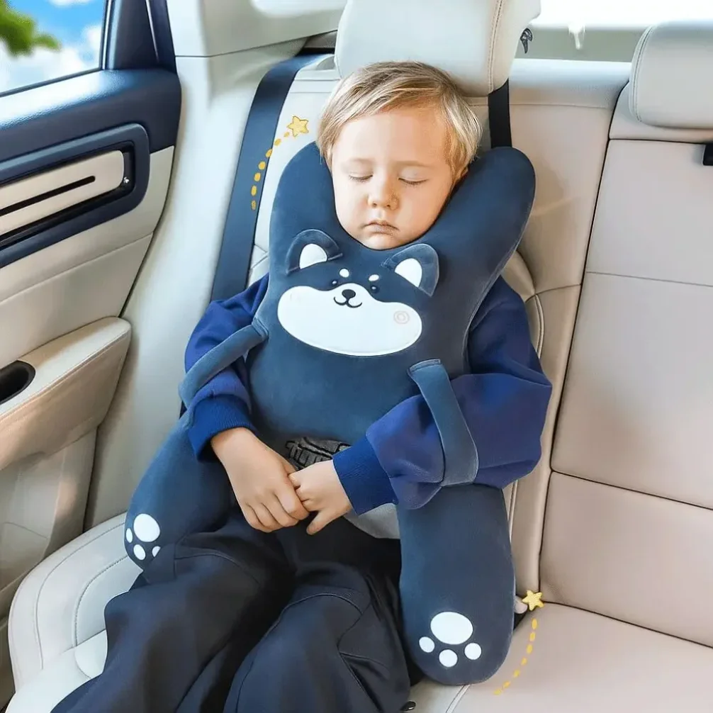 Car Cute Cartoon Pillow Car Mounted Child Sleeping Pillow Car Removable Comfortable Breathable Headrest Lumbar Support
