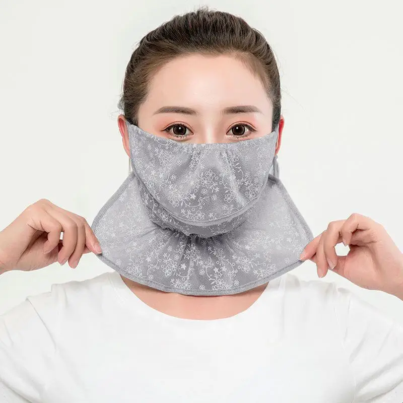 الصيف طوق الرقبة وشاح الحماية من الشمس قابل للتعديل تنفس ميناء قناع أناقة المرأة الأزهار طباعة تنفس غطاء الرقبة قناع #5