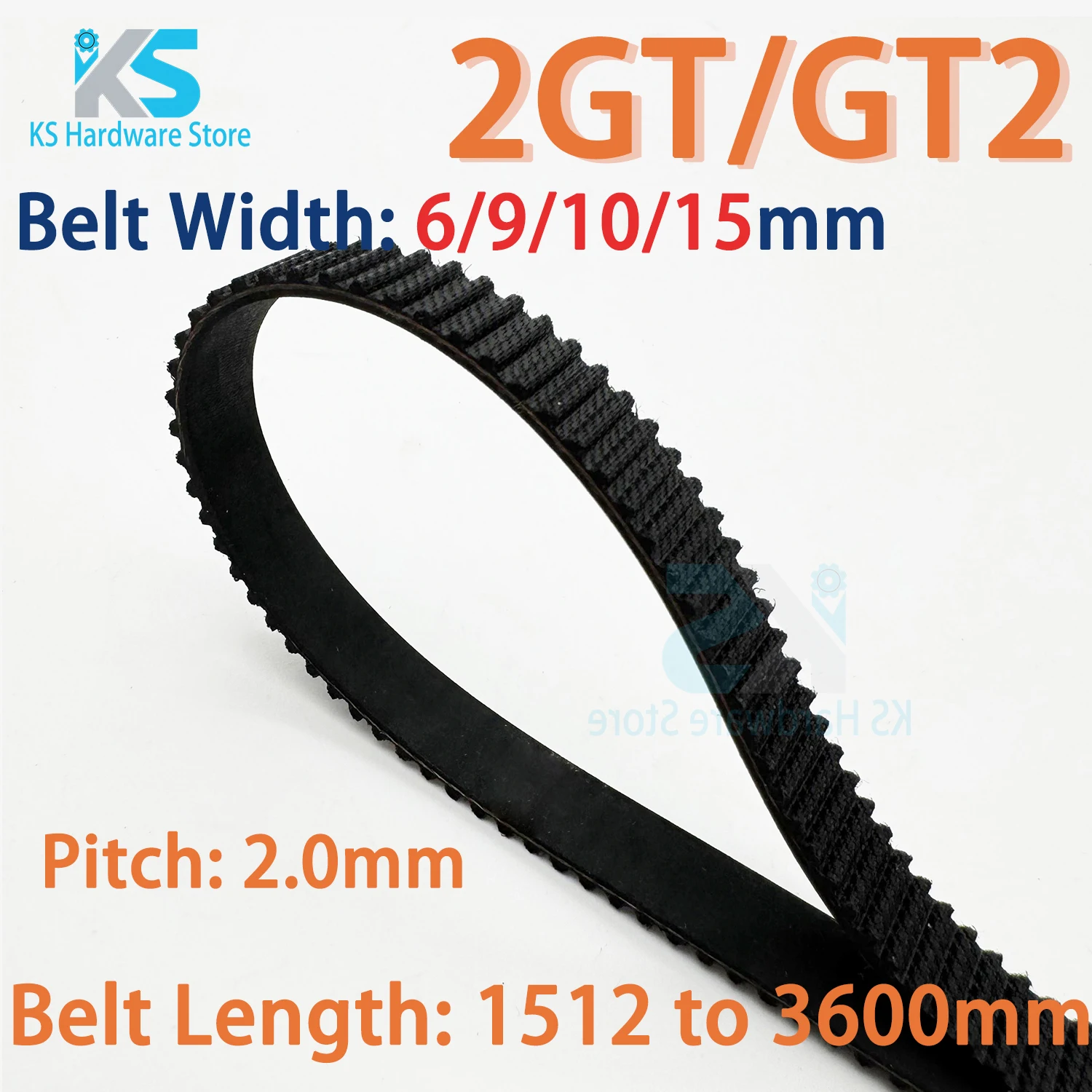 GT2 Timing Belt Length 1512 1520 1524 1540 1572 1600 1610 2000 2200 2270 2500 3000 3600mm 2GT Closed Loop Belt Width 6 9 10 15mm