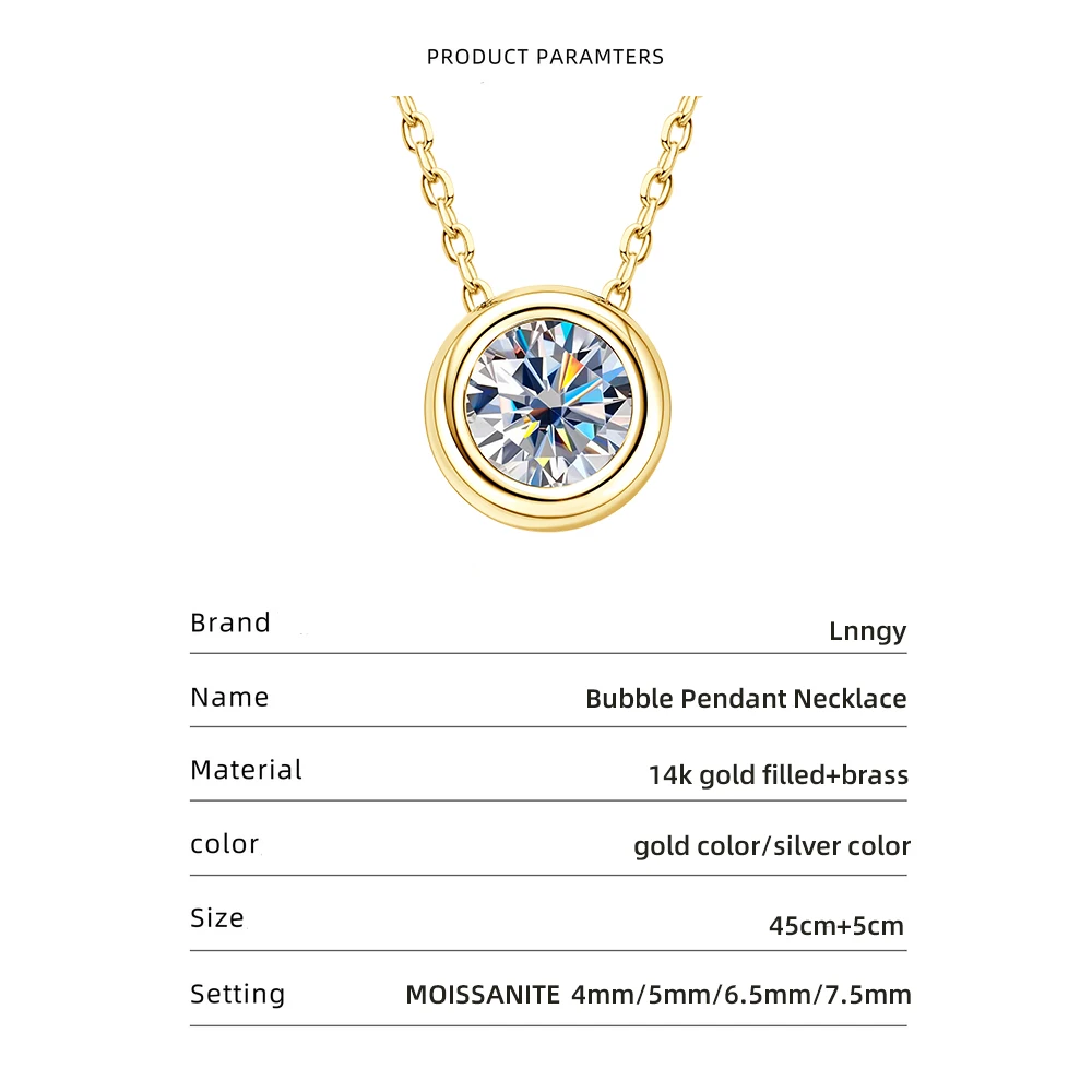 Zertifizierte 4mm-7,5mm Bubble Moissanit Halskette Funkelnder Solitär Labor-Diamant Anhänger Halsketten für Damen Schmuck – Detail 2