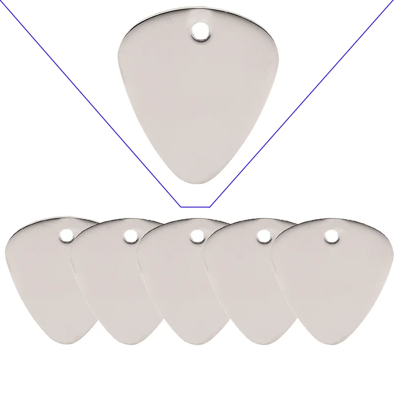 6Pcs/set Guitar Metal Paddles with Perforated Metal Heart-shaped Paddles 0.3mm Stainless Steel Paddles
